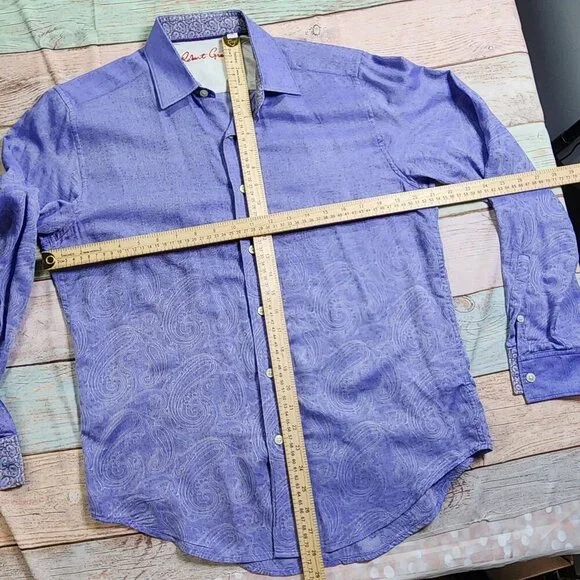 Robert Graham Mens Purple Paisley Long Sleeve Button-Down Shirt, Men's Small - Picture 10 of 13